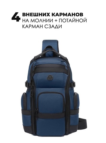 Картинка рюкзак однолямочный Ozuko 9808 Blue - 3