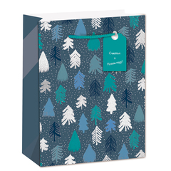 Пакет подарочный L вертикальный, Новогодние елочки, 31*42*12 см (Д*В*Ш), 1 шт.