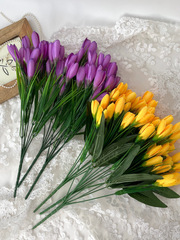 Крокусы-подснежники искусственные, Желто+малиновый ПЫШНЫЙ микс, 35 см, более 90 бутонов в наборе, набор 3+3 букета, всего 6 букетов.