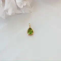 Подвеска Капля с зелёным фианитом, 15*8 мм, позолота, П425
