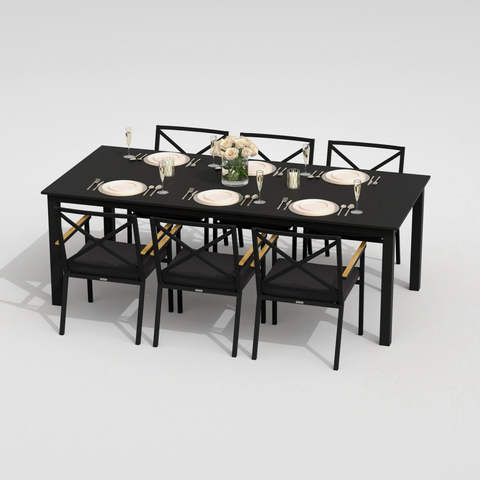 Обеденная группа Ideal Patio ДОЛЛА ФЕСТА каркас карбон, стол алюминий 220, ткань антрацит