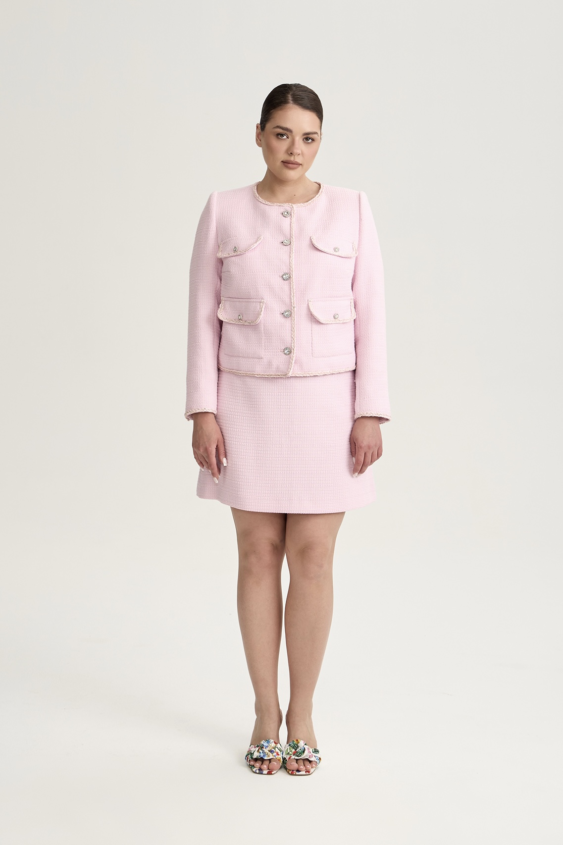 Жакет из твида, розовый