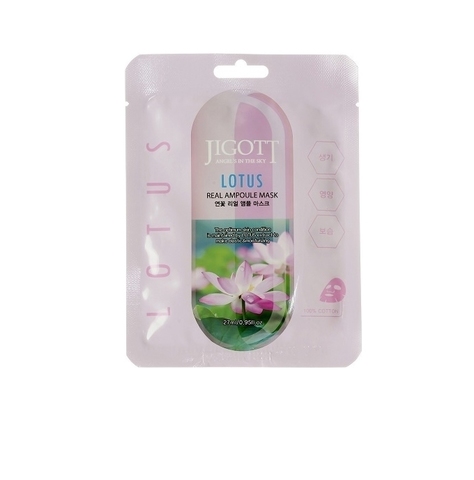 JIGOTT МАСКА АМПУЛЬНАЯ ДЛЯ ЛИЦА С ЭКСТРАКТОМ ЛОТОСА LOTUS REAL AMPOULE MASK, 27 ML