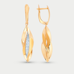 Серьги для женщин из желтого золота 585 пробы со вставкой из фианитов (арт. л124722)