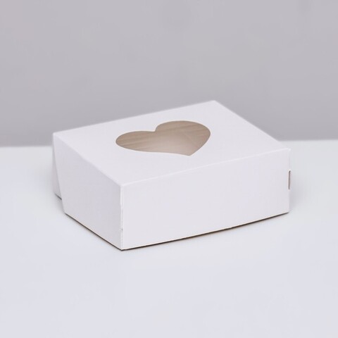 Коробка на одно мыло с окошком БЕЛАЯ Сердце 10х8х3,5 см (№49)