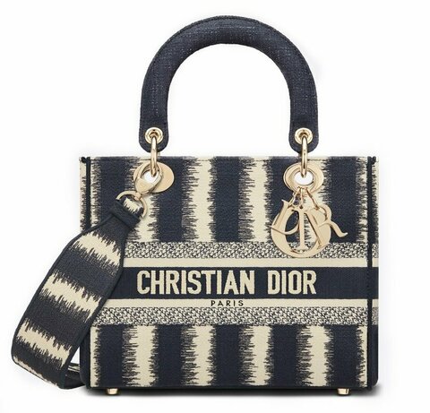 Сумка Dior Lady D-lite, модель среднего формата темно-синий