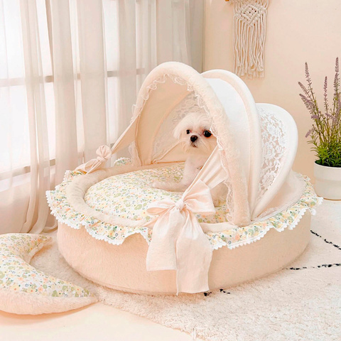 2054 Люлька кремовая с кружевным верхом и жёлто-зеленой рюшей PREMIUM (чехлы съёмные)