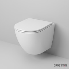 Унитаз подвесной Grossman GR-4455S (490*360*350) (безободковый, с тонким сиденьем)