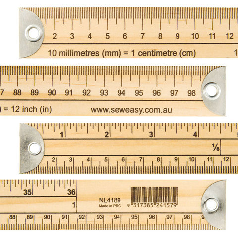 МЕТР ДЕРЕВЯННЫЙ БЫТОВОЙ С ГРАДАЦИЕЙ В САНТИМЕТРАХ И ДЮЙМАХ-NL4189/B-HEMLINE