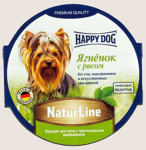 купить Happy Dog NaturLine Ягненок с рисом влажный паштет (ламистер) для щенков и взрослых собак 1 шт