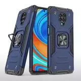 Противоударный чехол Strong Armour Case с кольцом для Xiaomi Redmi Note 9 Pro / Note 9S (Синий)