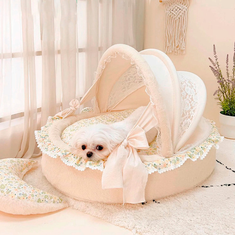 2054 Люлька кремовая с кружевным верхом и жёлто-зеленой рюшей PREMIUM (чехлы съёмные)