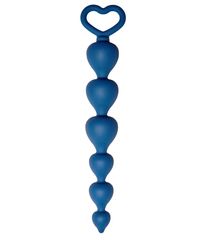 Синяя анальная цепочка Heart Ray - 17,5 см. - 