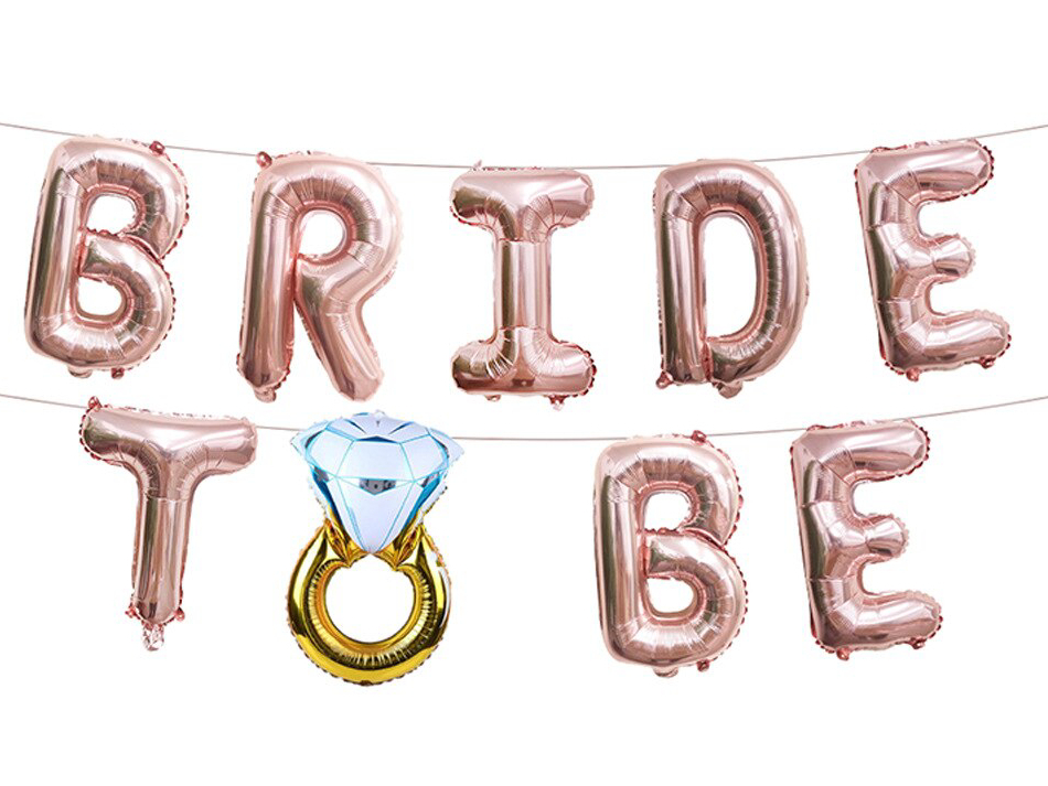 К Надпись, BRIDE TO BE (Будущая невеста) с кольцом, Розовое золото, 14