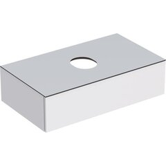 Шкафчик для накладной раковины Geberit VariForm, с одним выдвижным ящиком, полкой и сифоном: B=90см, H=23.5см, T=51см, белый / лакированный глянцевый, белый / матовый фото