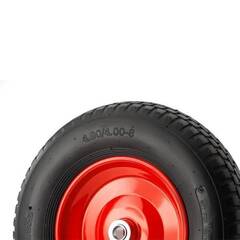 PR 3000-20(65) - Колесо для тачки / тележки пневматическое 4.00-8, диаметр 380 мм, ось 20 мм, металлический обод, симметричная ступица, шариковый подшипник