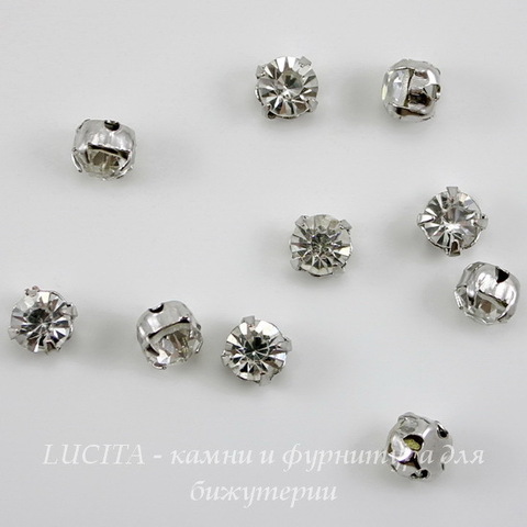 Страз в цапах Crystal (цвет - платина) 5,5х5,5 мм , 10 шт