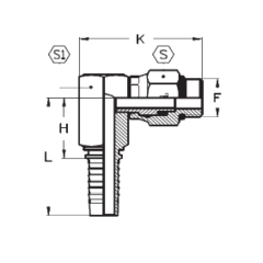 Фитинг DN 12 SAE J516 (Ш) 7/8 (90) поворотный