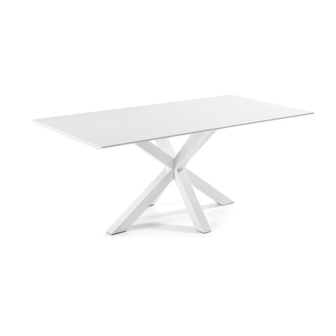 Белый лакированный стол Arya со стальными ножками 200x100