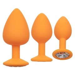Набор из трёх оранжевых анальных пробок с кристаллом Cheeky Gems - 
