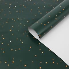 Упаковочная бумага глянцевая, «Золотые звездочки», Темно-зеленый, 0,7*1 м, 5 листов
