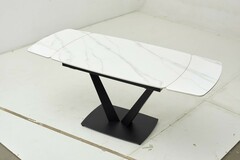 Стол ALATRI 120 MATT WHITE MARBLE SOLID CERAMIC / BLACK, DISAUR