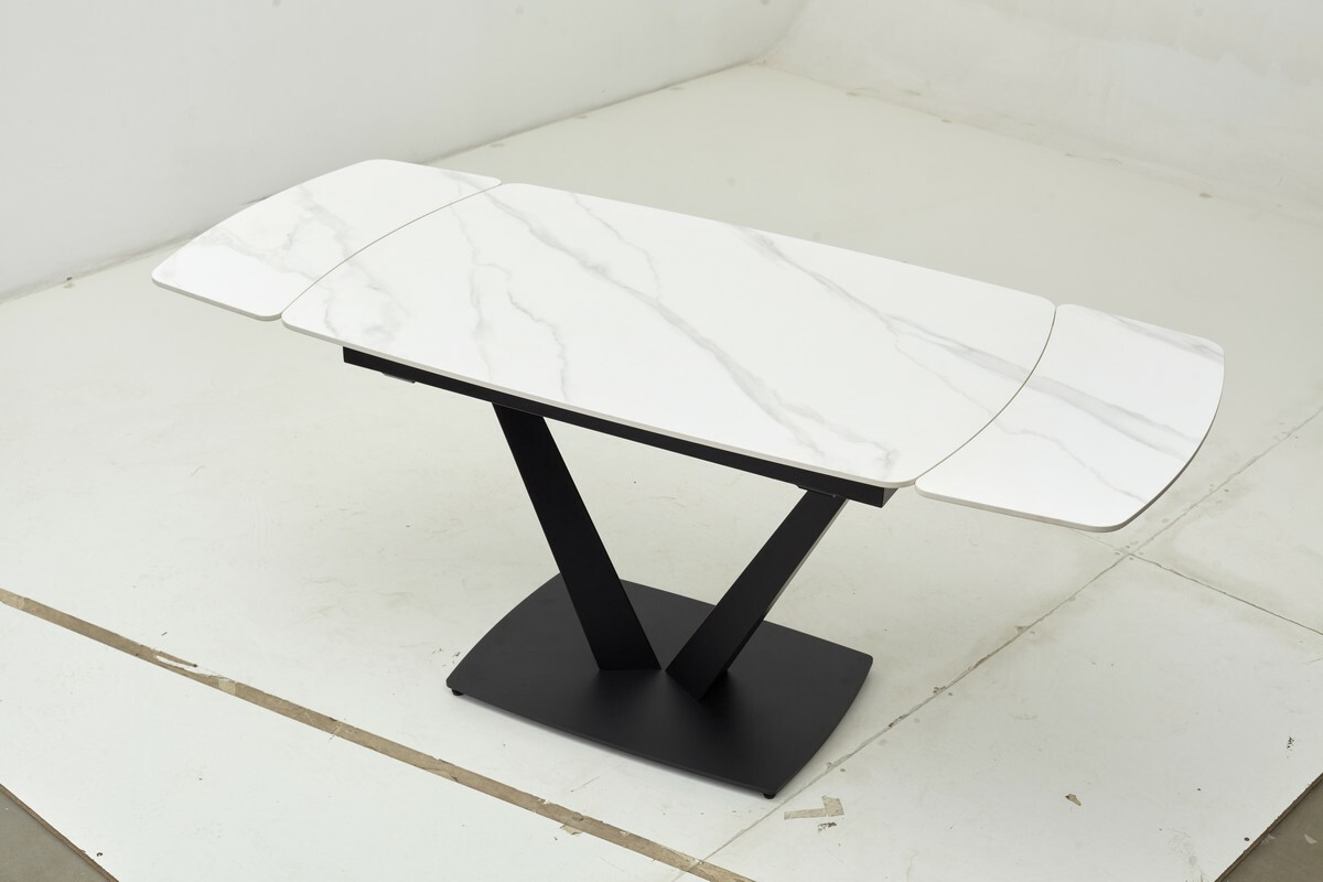 Стол ALATRI 120 MATT WHITE MARBLE SOLID CERAMIC / BLACK, DISAUR
