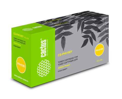 Картридж лазерный Cactus CS-PH6180Y 113R00725 желтый (6000стр.) для Xerox Phaser 6180/6180mfp
