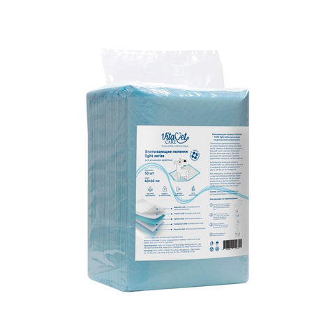 Пеленки VitaVet CARE light series впитывающие 60х60 см 50 шт.