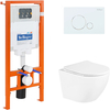 BelBagno BB3105CHR/SC/BB002-80/BB014-SR-BIANCO Комплект 3 в 1 Унитаз подвесной с сиденьем BelBagno UNO BB3105CHR/SC + Система инсталляции для унитазов BelBagno BB002-80  с кнопкой смыва BB014-SR-BI