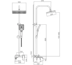 Стойка душевая со смесителем HAIBA HB24575-7 черный