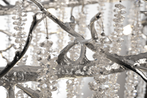 Люстра 120х45см Garda Decor серебряная со стеклянными подвесками