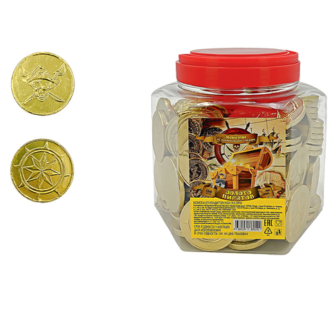 Сладкие монеты Пираты (банка) 1кор*6бл*150шт, 7гр