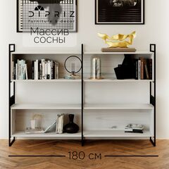 Стеллаж Бьерн из массива сосны с металлическими стенками