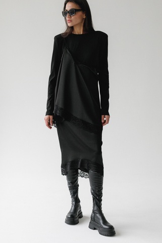 Юбка шелк MIDI (черный)