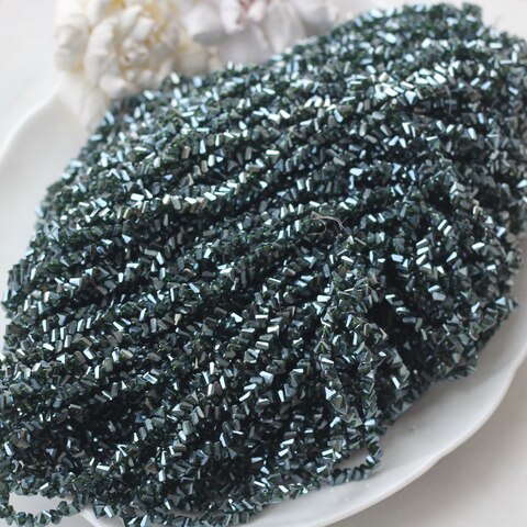 Хрусталь (стекло) граненный, тёмно-хвойный 4*3 мм, 1 нить, С048