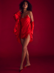 VICTORIA'S SECRET САТИНОВЫЙ ХАЛАТ МАКСИ С КРУЖЕВНОМ