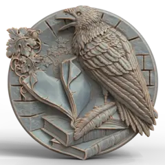 Силиконовый молд Ворон (медальон) № 0472