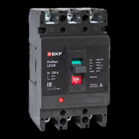 Выключатель автоматический в литом корпусе ProPact LS125 125А 3P 18кА EKF