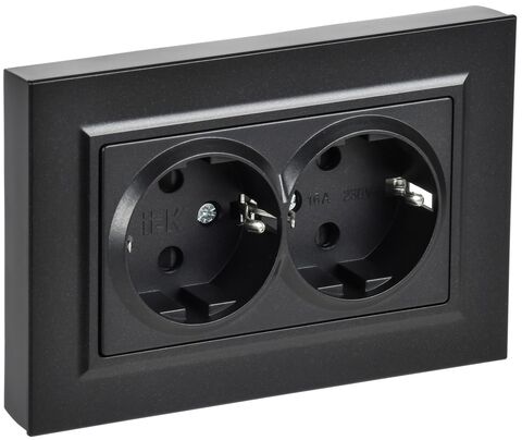 BRITE Роз. 2-я с з/к/ш пл 16А в сб. РСшПл12-3-БрЧ черн. IEK