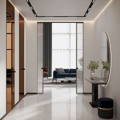 Пенал двустворчатый K-PUSH Profil Doors 1AGN никель стекло узор страйп