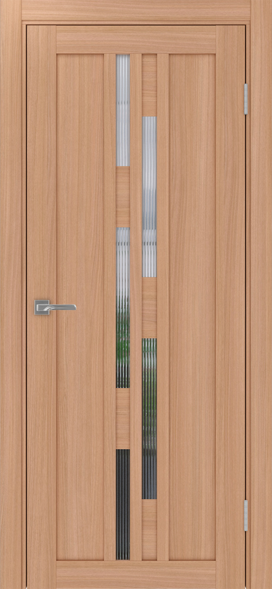 Дверь межкомнатная Оптима Порте Турин 551.121, цвет темный ясень, экошпон, стекло мору