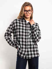 Рубашка в клетку серо-черного цвета