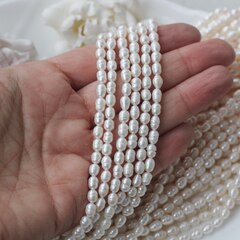 Жемчуг натуральный речной, рис, 4,8-6,8 мм, 1 нить, Ж022