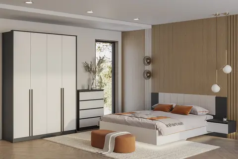 Шкаф 4-х створчатый Шарм графит / белый