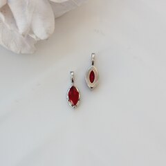 Подвеска Маркиз с красным фианитом, 14*5 мм, родий, П388