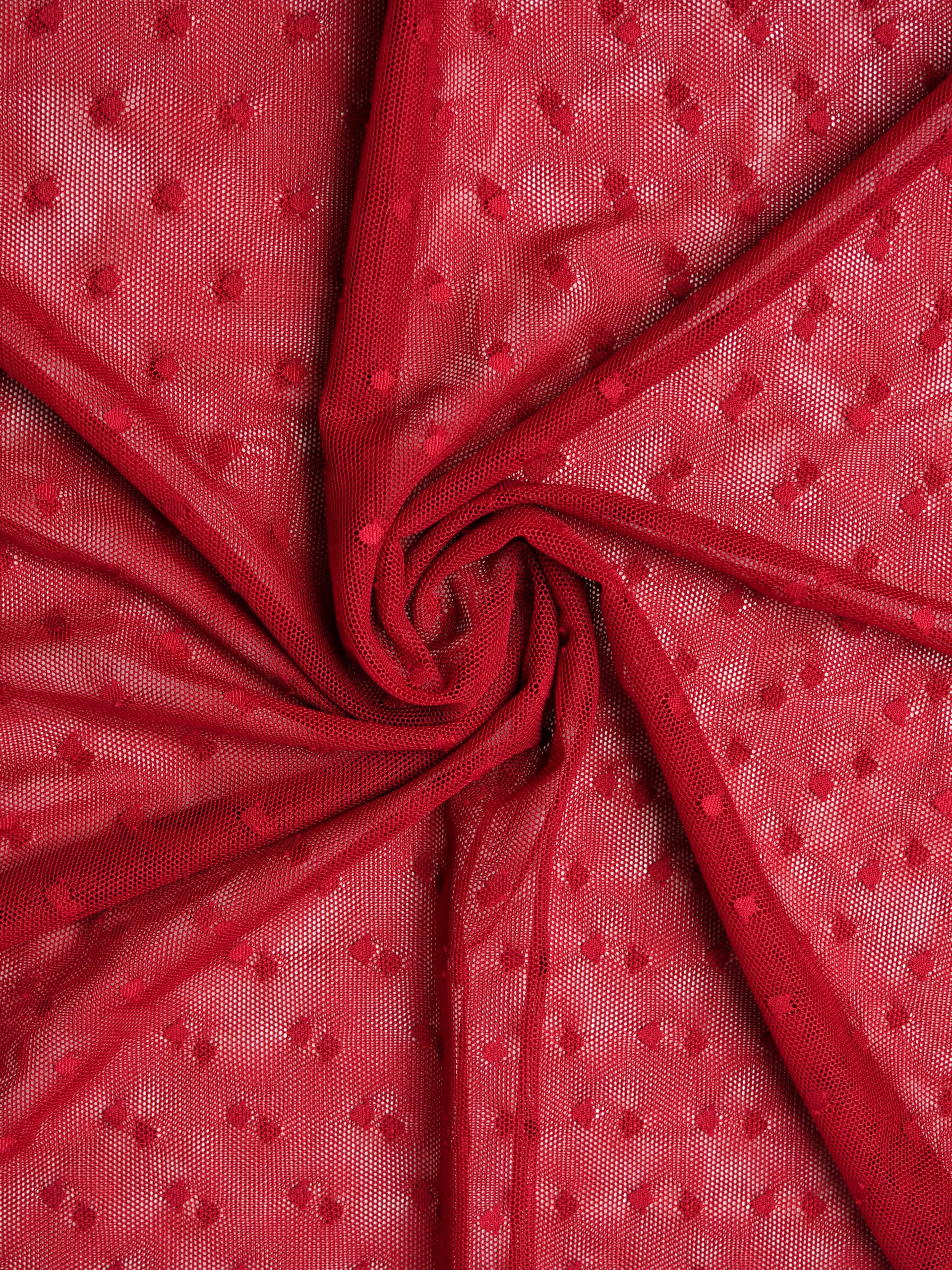 Сетка эластичная бордовая в горошек 5 мм метражом