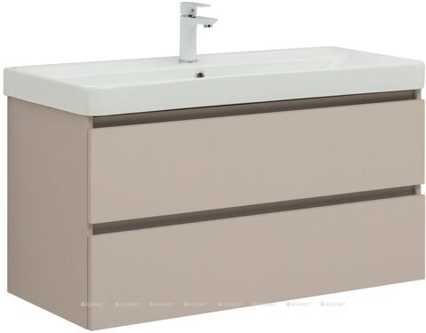 Aquanet 344756 Тумба с раковиной Вега 2.0 100 2 ящ. цв.бежевый (раковина Ирис) (344756)