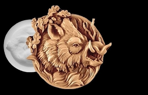 Силиконовый молд Кабан (медальон) № 0471