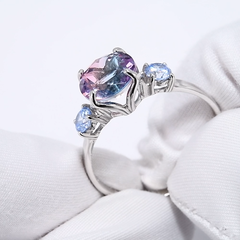 92011718 - Серебряное кольцо с ситаллом с эффектом ОМБРЕ